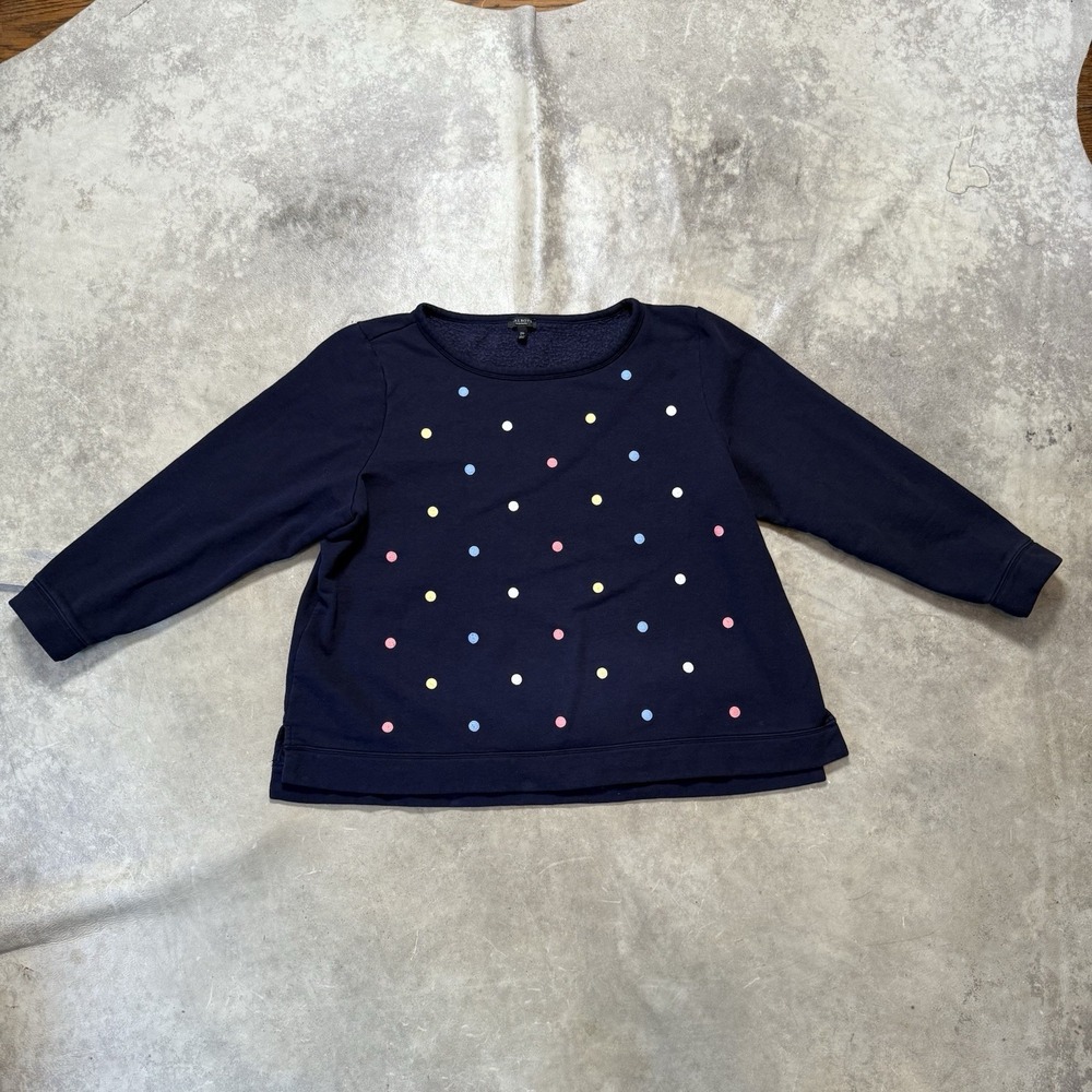 Talbots Sweater Womens Size‎ 2XP Navy Blue Embroidered Polka Dot Knit